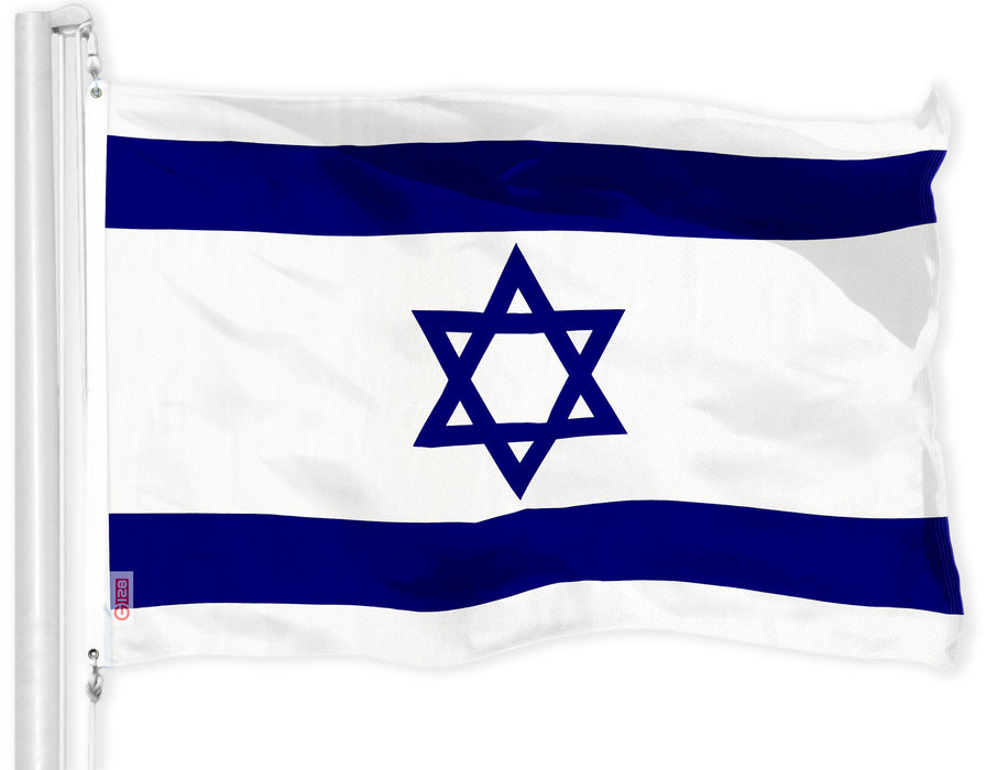 G128 Combo Pack: USA American Flag 3x5 Ft 150D Printed Stars & Israel (Israeli) Flag 3x5 Ft 150D Printed
