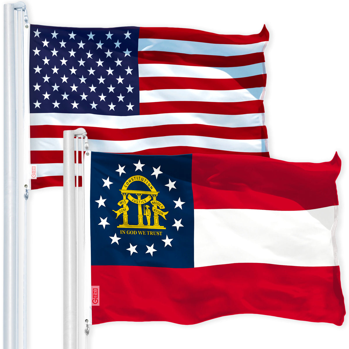 G128 Combo Pack: USA 3x5 Ft 150D Printed Stars & Georgia 3x5 Ft