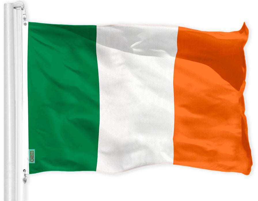 G128 Combo Pack: USA American Flag 3x5 Ft 150D Printed Stars & Ireland (Irish) Flag 3x5 Ft 150D Printed