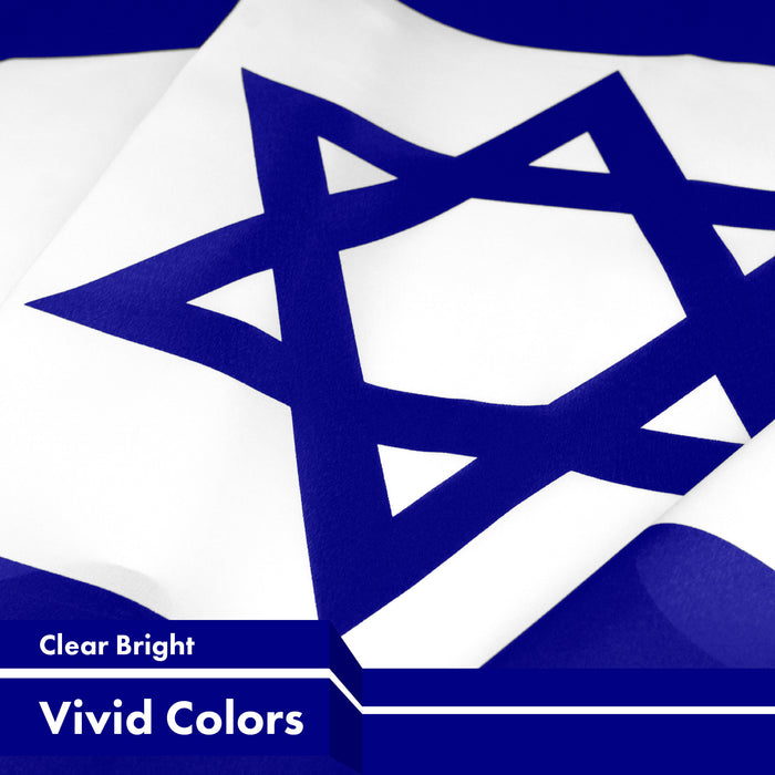 G128 Combo Pack: USA American Flag 3x5 Ft 150D Printed Stars & Israel (Israeli) Flag 3x5 Ft 150D Printed