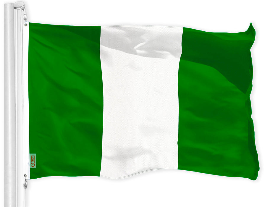 G128 Combo Pack: USA American Flag 3x5 Ft 150D Printed Stars & Nigeria (Nigerian) Flag 3x5 Ft 150D Printed