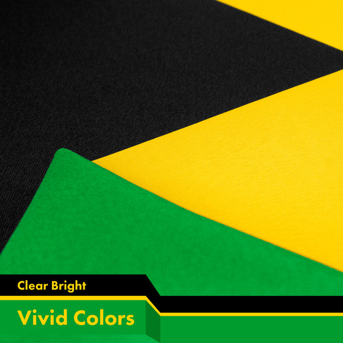 G128 Combo Pack: USA American Flag 3x5 Ft 150D Printed Stars & Jamaica (Jamaican) Flag 3x5 Ft 150D Printed