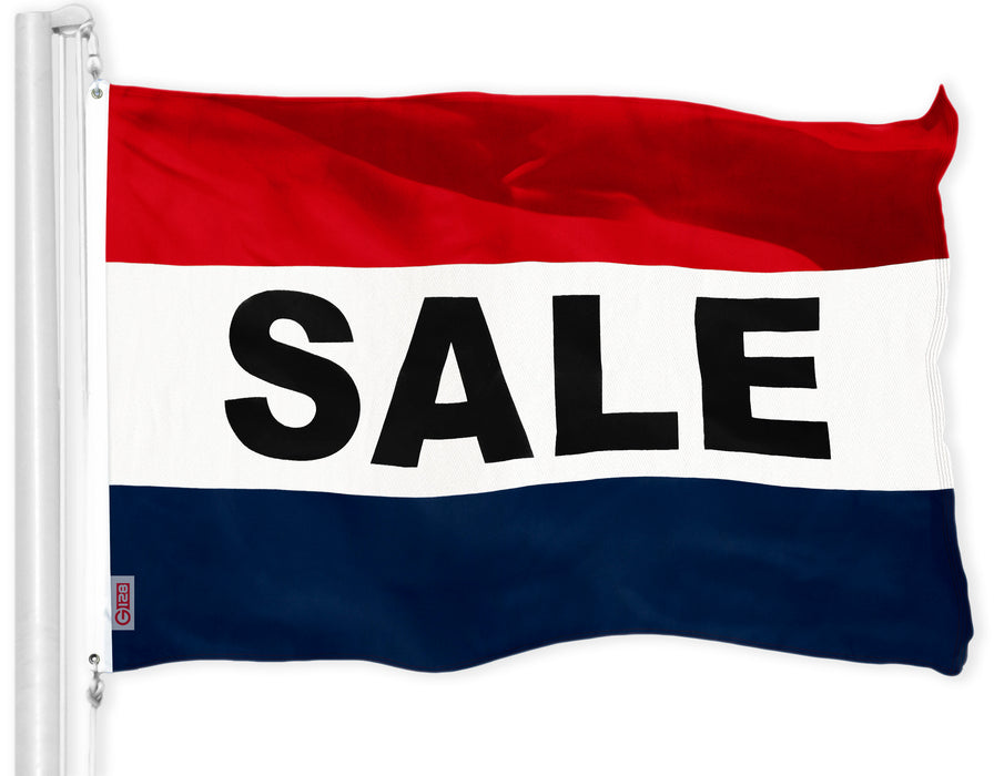 G128 Sale Sign Flag | 3x5 feet | Printed 150D, Indoor/Outdoor, Vibrant Colors, Brass Grommets, Quality Polyester, Much Thicker More Durable Than 100D 75D Polyester