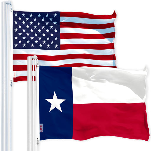 3x5 Texas State Flag With 6ft White Flag Pole And Gold Eagle Set - Trade Winds