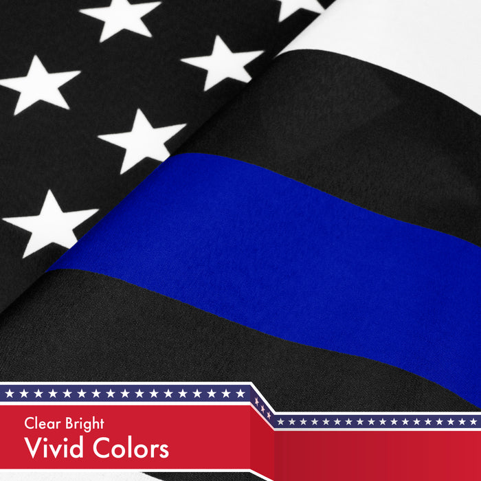 G128 Combo Pack: USA American Flag 3x5 Ft 150D Printed Stars & Thin Blue Line Flag 3x5 Ft 150D Printed