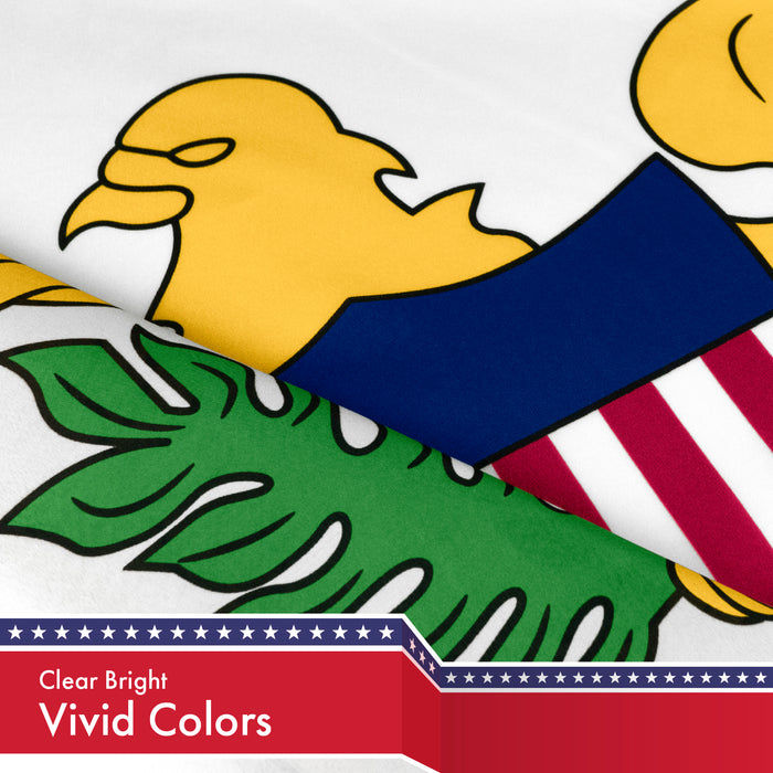 G128 Combo Pack: USA American Flag 3x5 Ft 150D Printed Stars & U.S. Virgin Islands Flag 3x5 Ft 150D Printed