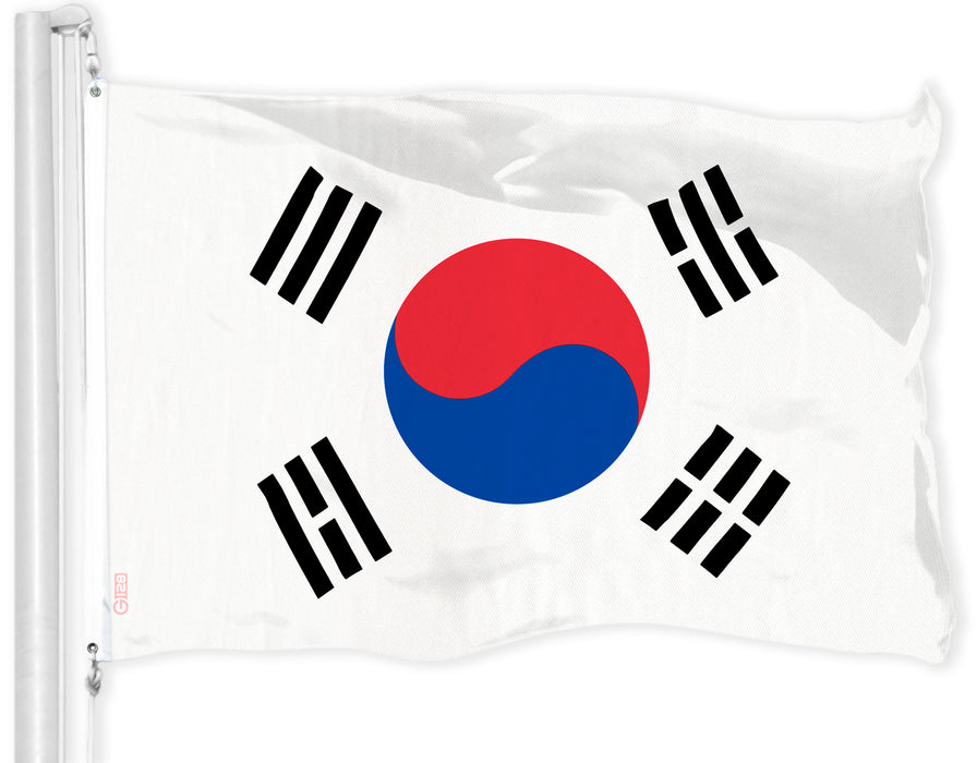 G128 Combo Pack: USA American Flag 3x5 Ft 150D Printed Stars & South Korea (South Korean) Flag 3x5 Ft 150D Printed