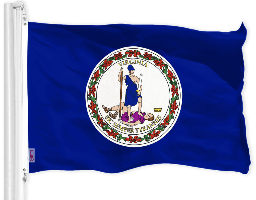 G128 Virginia State Flag | 3x5 feet | Printed 150D, Indoor/Outdoor, Vibrant Colors, Brass Grommets, Quality Polyester, Much Thicker More Durable Than 100D 75D Polyester