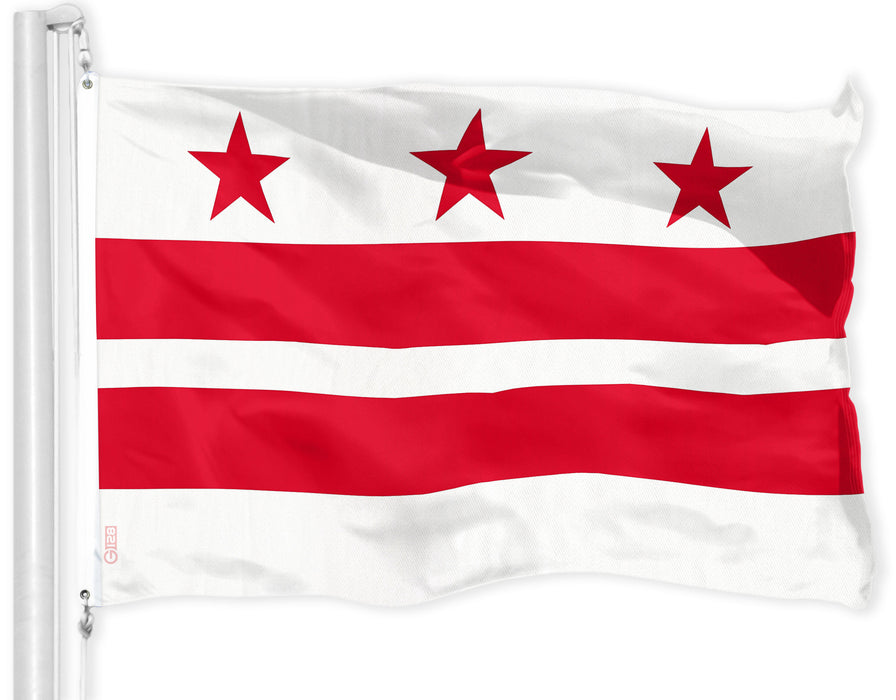 G128 Combo Pack: USA American Flag 3x5 Ft 150D Printed Stars &Washington DC Flag 3x5 Ft 150D Printed