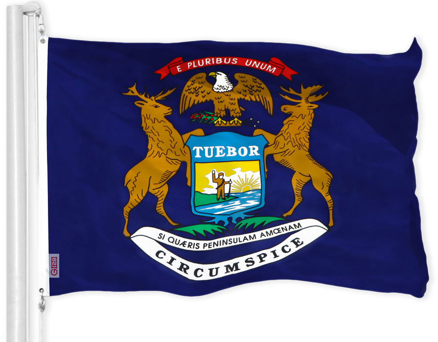 Michigan State Flag 150D Printed Polyester 3x5 Ft