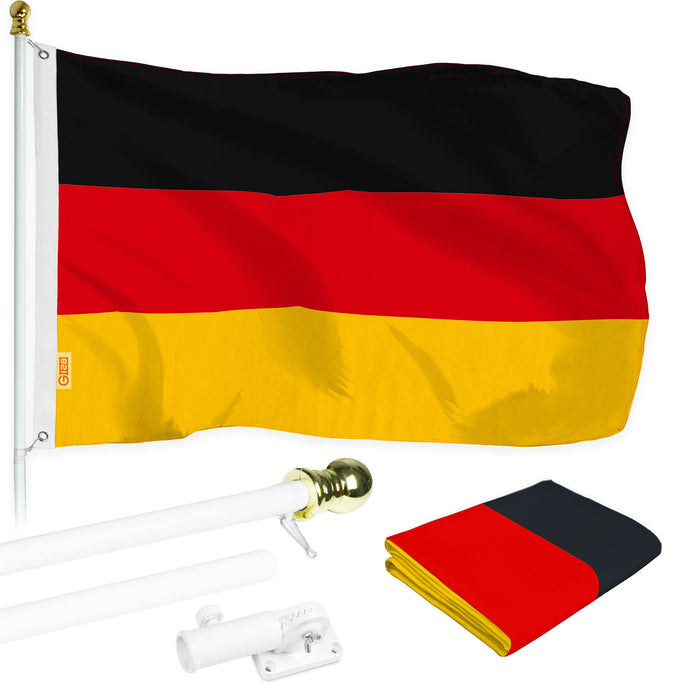 G128 - 6 Feet Tangle Free Spinning Flagpole (White) Germany Brass Grommets Printed 3x5 ft (Flag Included) Aluminum Flag Pole