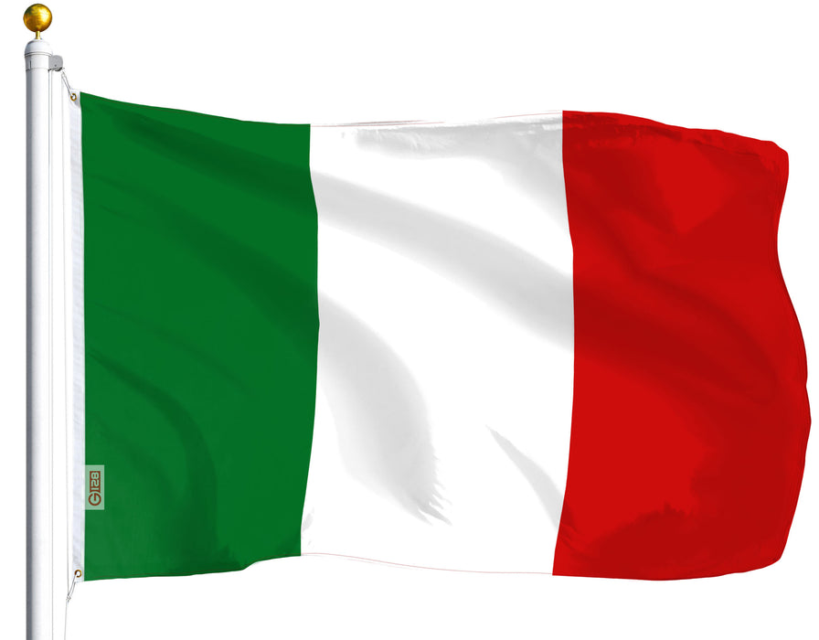 G128 Combo Pack: USA American Flag 3x5 Ft 75D Printed Stars & Italy (Italian) Flag 3x5 Ft 75D Printed