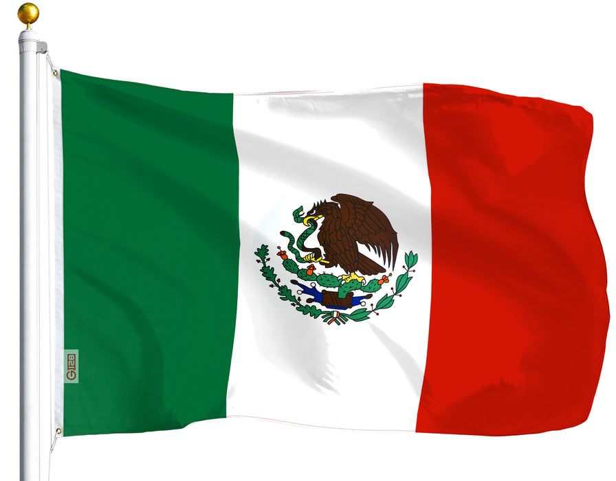 G128 Combo Pack: USA American Flag 3x5 Ft 75D Printed Stars & Mexico (Mexican) Flag 3x5 Ft 75D Printed