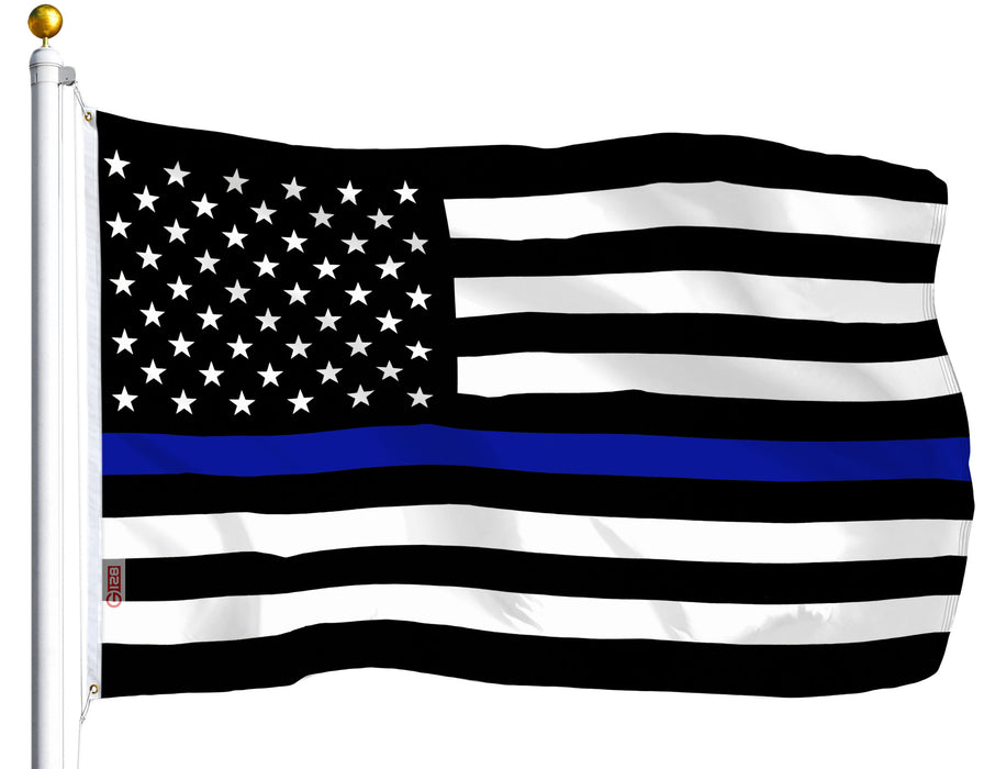 G128 Combo Pack: USA American Flag 3x5 Ft 75D Printed Stars & Thin Blue Line Flag 3x5 Ft 75D Printed