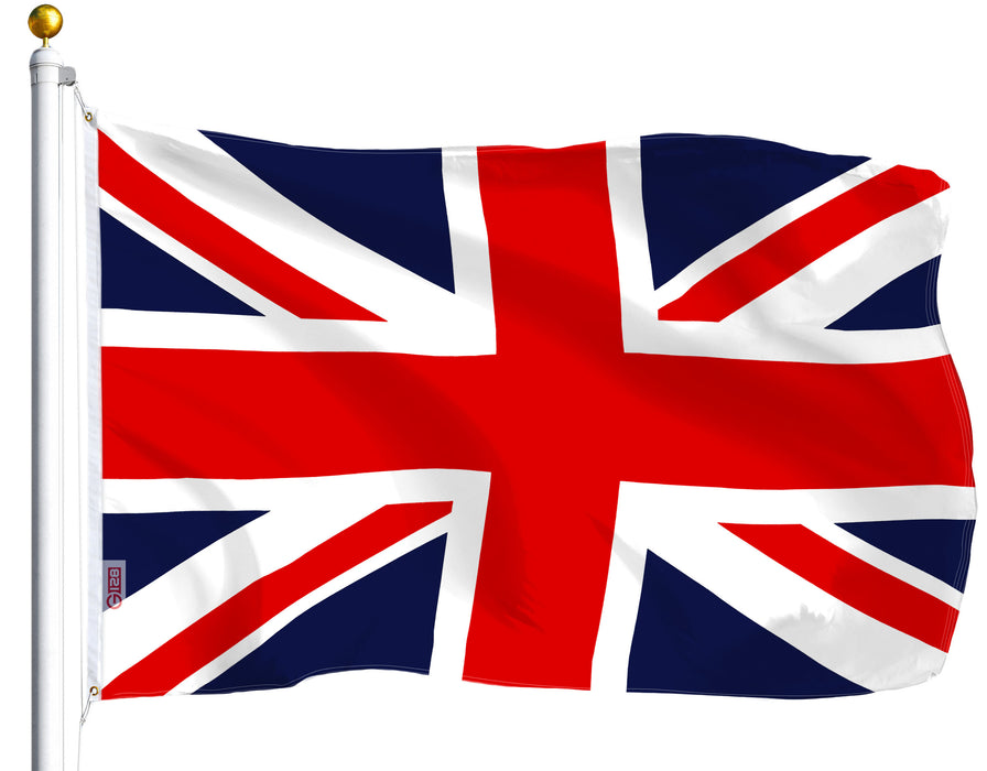 G128 Combo Pack: USA American Flag 3x5 Ft 75D Printed Stars & United Kingdom (Union Jack) Flag 3x5 Ft 75D Printed