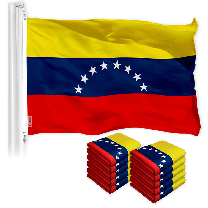 G128 10 Pack: Venezuela Venezuelan Flag | 3x5 Ft | Printed 150D Polyester - Indoor/Outdoor, Vibrant Colors, Brass Grommets, Quality Polyester, Much Thicker More Durable Than 100D 75D Polyester