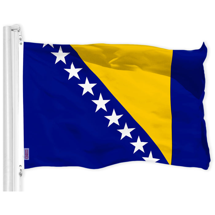 G128 Combo Pack: American USA Flag 3x5 Ft & Bosnia and Herzegovina Flag 3x5 Ft, Both Printed 150D Polyester, Indoor/Outdoor, Brass Grommets