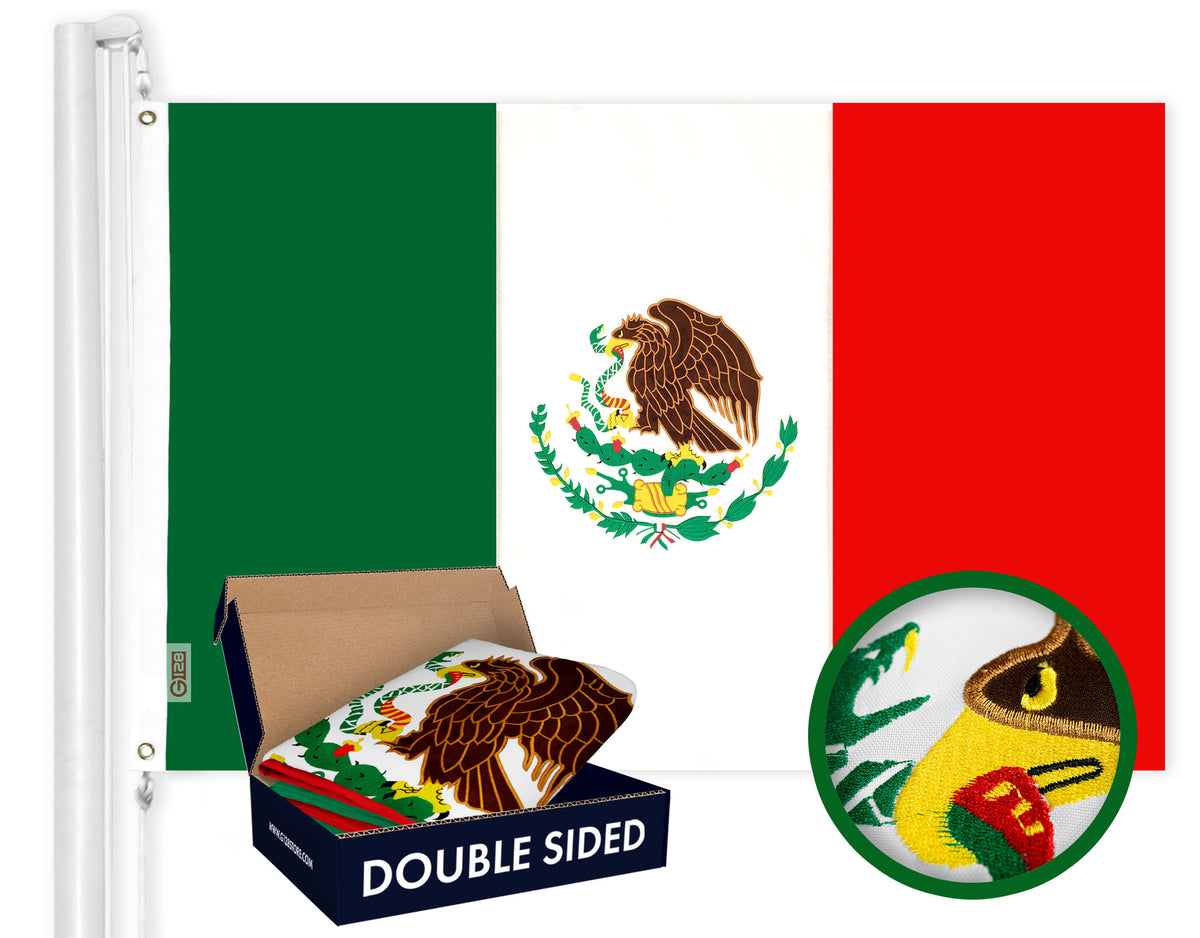 G128 Mexico (Mexican) Flag | 4x6 feet | Double Sided Embroidered