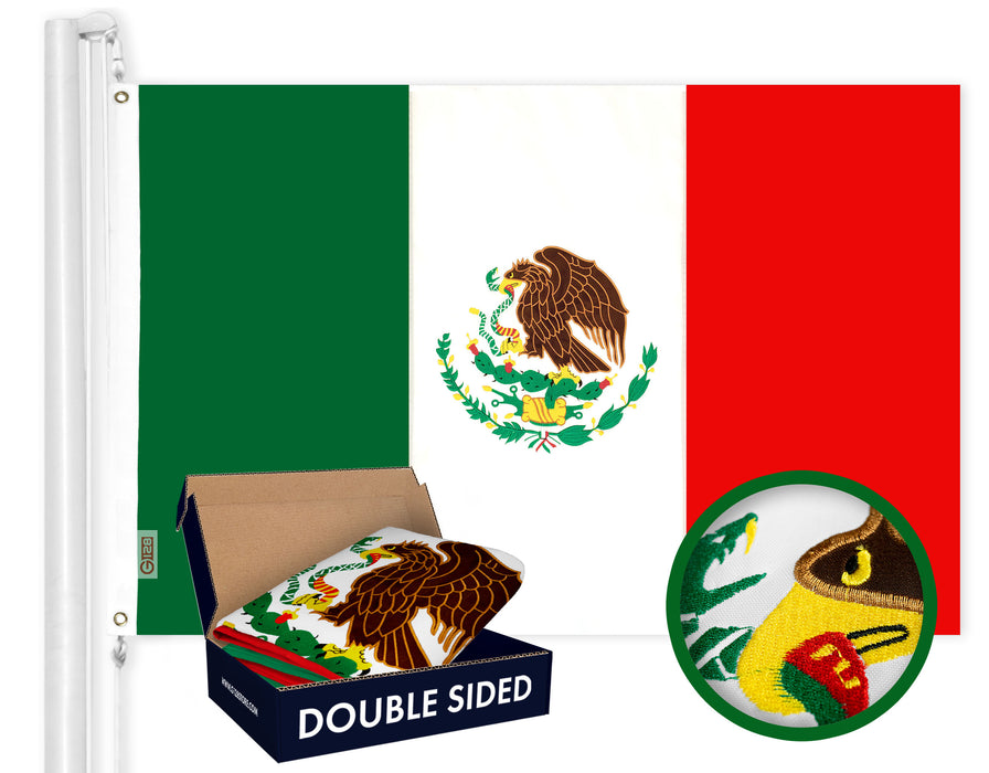 G128 Mexico (Mexican) Flag | 4x6 feet | Double Sided Embroidered 210D
