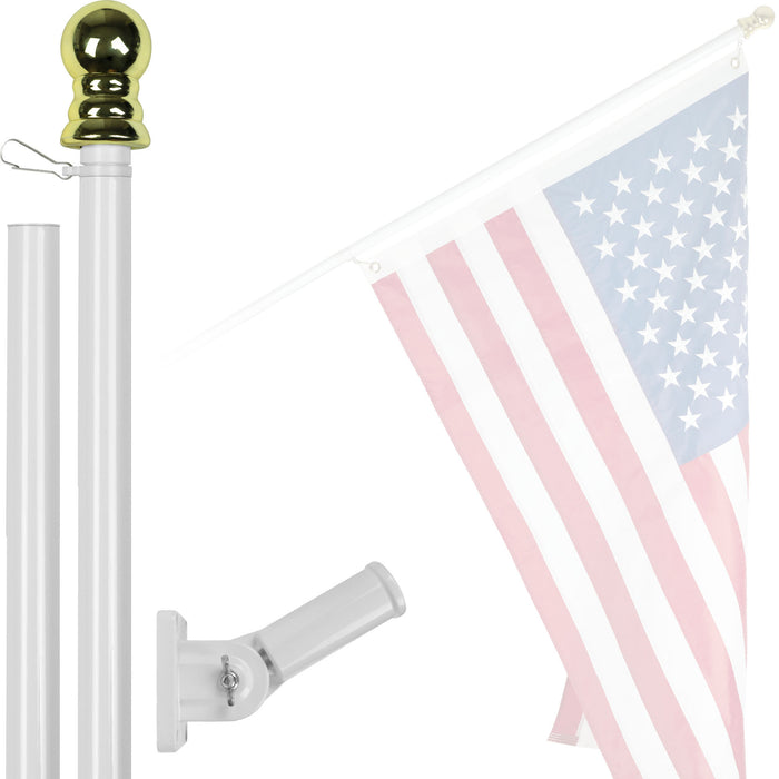 G128 6 Ft Tangle Free Aluminum Spinning Flagpole (White)