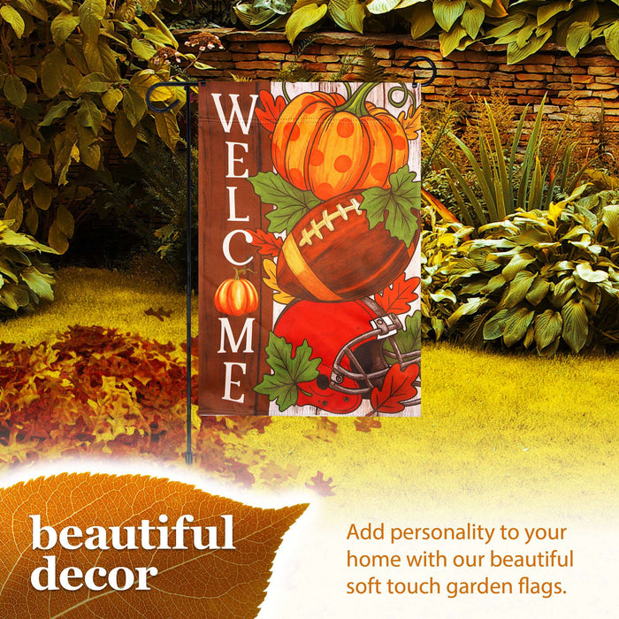 G128 36x16IN Garden Flag Stand & 12x18 Welcome Fall Football Flag Kit