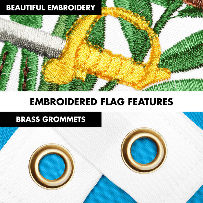 G128 Combo Pack: 6 Ft Tangle Free Aluminum Spinning Flagpole (White) & Guatemala Guatemalan Flag 3x5 Ft, ToughWeave Series Embroidered 300D Polyester | Pole with Flag Included