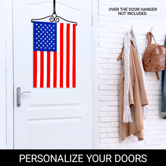 G128 Combo Pack Garden Flag Hanger 14IN & Garden Flag USA 12x18IN Printed 150D Polyester