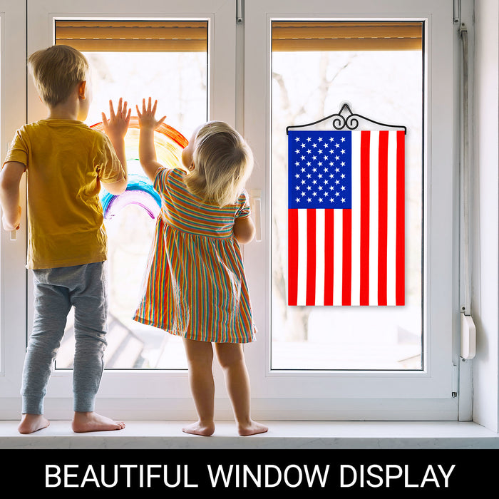 G128 Combo Pack Garden Flag Hanger 14IN & Garden Flag USA 12x18IN Printed 150D Polyester