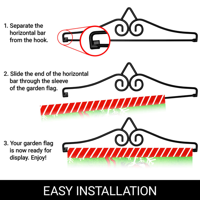 G128 Combo Pack Garden Flag Hanger 14IN & Garden Flag Merry Christmas Mittens 12x18IN Printed 150D Polyester