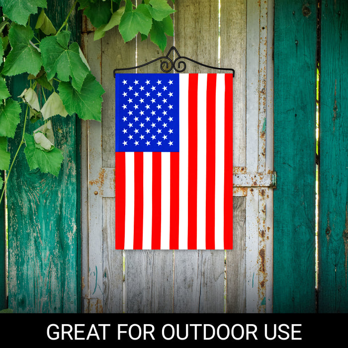 G128 Combo Pack Garden Flag Hanger 14IN & Garden Flag USA 12x18IN Printed 150D Polyester