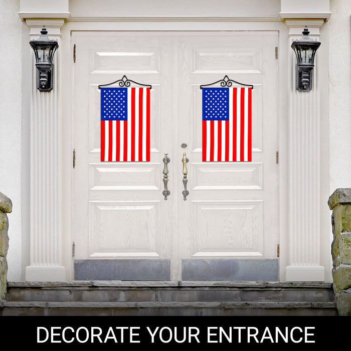 G128 Combo Pack Garden Flag Hanger 14IN & Garden Flag USA 12x18IN Printed 150D Polyester