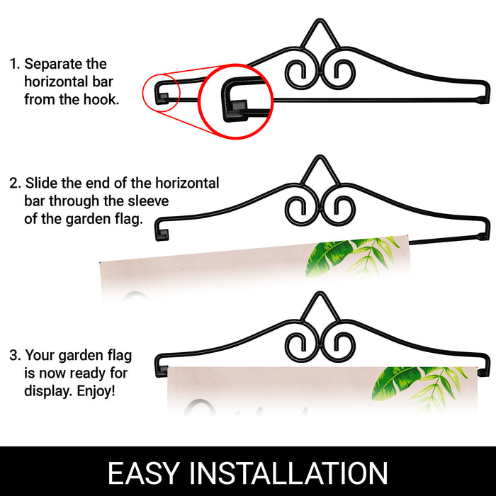 G128 Combo Pack Garden Flag Hanger 14IN & Garden Flag Welcome Gnome with Watermelon Slice 12x18IN Printed Double Sided Blockout Fabric