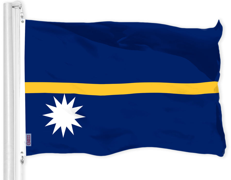 G128 Combo Pack: American USA Flag 3x5 Ft & Nauru Nauruan Flag 3x5 Ft | Both LiteWeave Pro Series Printed 150D Polyester, Brass Grommets