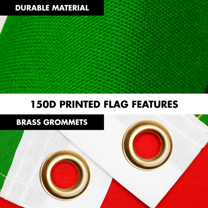 G128 Combo Pack: 6 Ft Tangle Free Aluminum Spinning Flagpole (White) & Comoros Comorian Flag 3x5 Ft, LiteWeave Pro Series Printed 150D Polyester | Pole with Flag Included