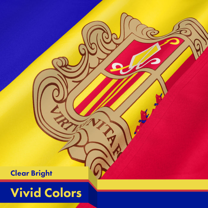 G128 5 Pack: Andorra Andorran Flag | 3x5 Ft | LiteWeave Pro Series Printed 150D Polyester | Country Flag, Indoor/Outdoor, Vibrant Colors, Brass Grommets