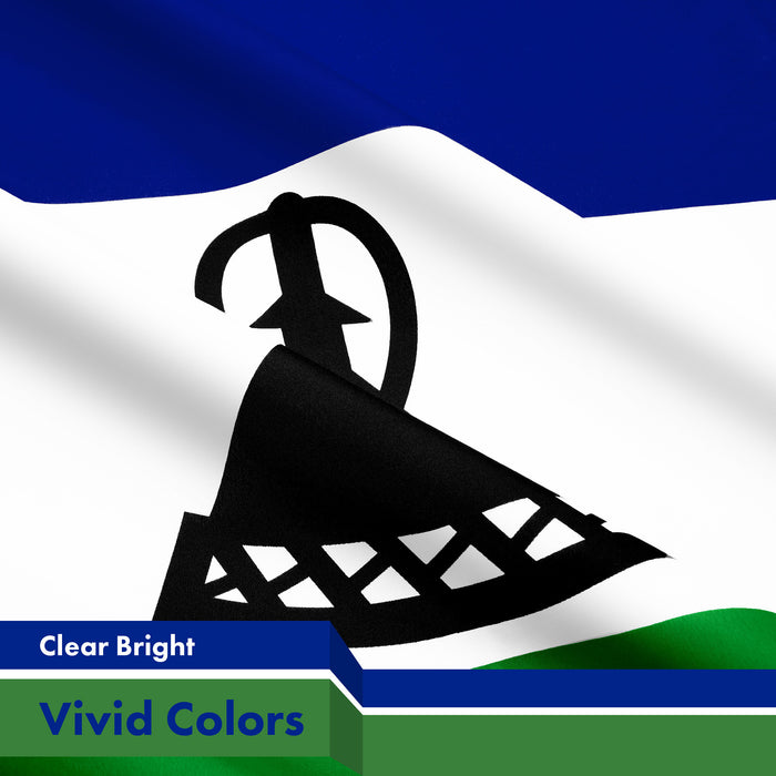 G128 Lesotho Basotho Flag | 3x5 Ft | LiteWeave Pro Series Printed 150D Polyester | Country Flag, Indoor/Outdoor, Vibrant Colors, Brass Grommets