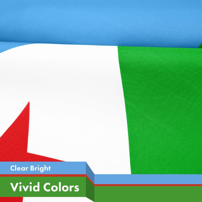 G128 5 Pack: Djibouti Djiboutians Flag | 3x5 Ft | LiteWeave Pro Series Printed 150D Polyester | Country Flag, Indoor/Outdoor, Vibrant Colors, Brass Grommets