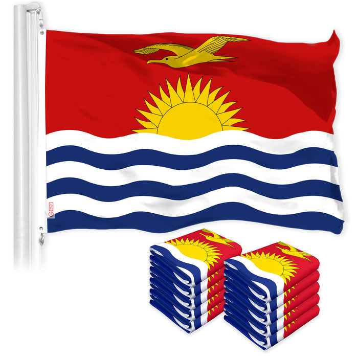 G128 10 Pack: Kiribati I-Kiribati Flag | 3x5 Ft | LiteWeave Pro Series Printed 150D Polyester | Country Flag, Indoor/Outdoor, Vibrant Colors, Brass Grommets