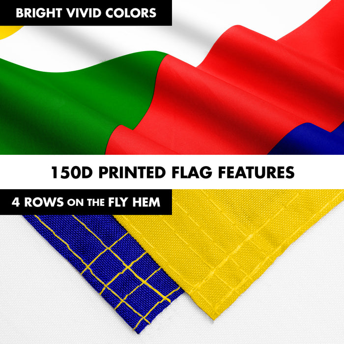 G128 Combo Pack: 6 Ft Tangle Free Aluminum Spinning Flagpole (White) & Comoros Comorian Flag 3x5 Ft, LiteWeave Pro Series Printed 150D Polyester | Pole with Flag Included