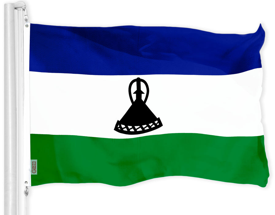G128 Lesotho Basotho Flag | 3x5 Ft | LiteWeave Pro Series Printed 150D Polyester | Country Flag, Indoor/Outdoor, Vibrant Colors, Brass Grommets