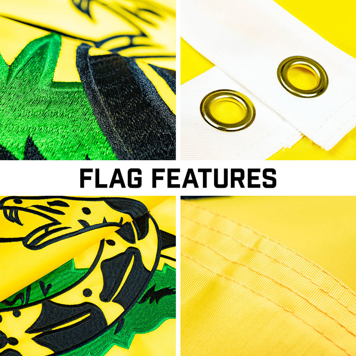 G128 Combo Pack: 16 Ft Telescoping Aluminum Flagpole (Black) & Gadsden Don't Tread On Me Flag 3x5 Ft, ToughWeave Series Embroidered 300D Polyester | Pole with Flag Included