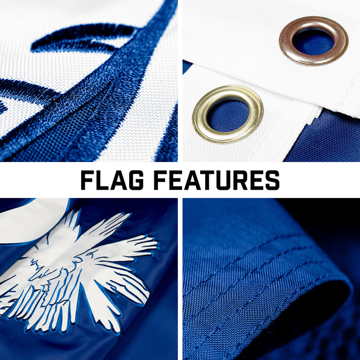 G128 Combo Pack: 16 Ft Telescoping Aluminum Flagpole (Silver) & South Carolina SC  3x5 Ft, ToughWeave Series Embroidered 300D Polyester | Pole with Flag Included