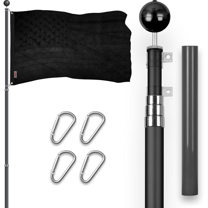 Flag Posts. Black 16FT Telescoping Black Flag Pole and All Black USA Flag | 3x5FT | G128 ...