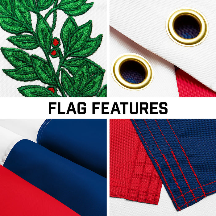 G128 Combo Pack: 16 Ft Telescoping Aluminum Flagpole (Black) & Dominican Republic Flag 3x5 Ft, ToughWeave Series Embroidered 300D Polyester | Pole with Flag Included