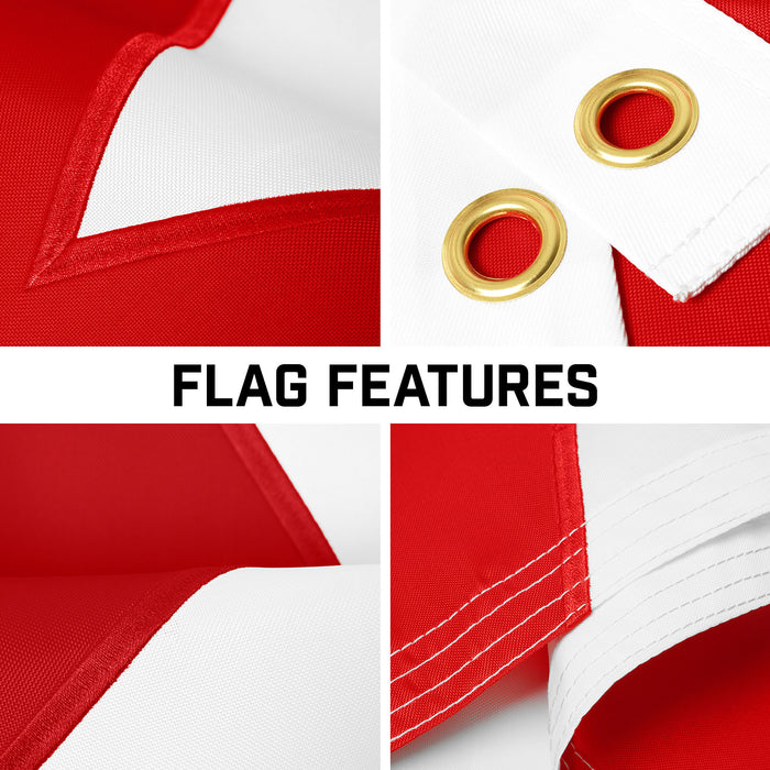 G128 Combo Pack: 16 Ft Telescoping Aluminum Flagpole (Silver) & Alabama AL  3x5 Ft, ToughWeave Series Embroidered 300D Polyester | Pole with Flag Included