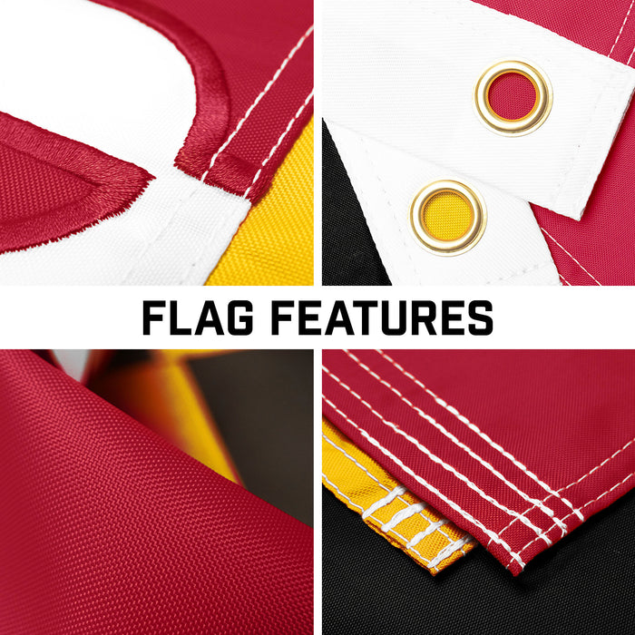 G128 Combo Pack: 16 Ft Telescoping Aluminum Flagpole (Silver) & Maryland MD  3x5 Ft, ToughWeave Series Embroidered 300D Polyester | Pole with Flag Included