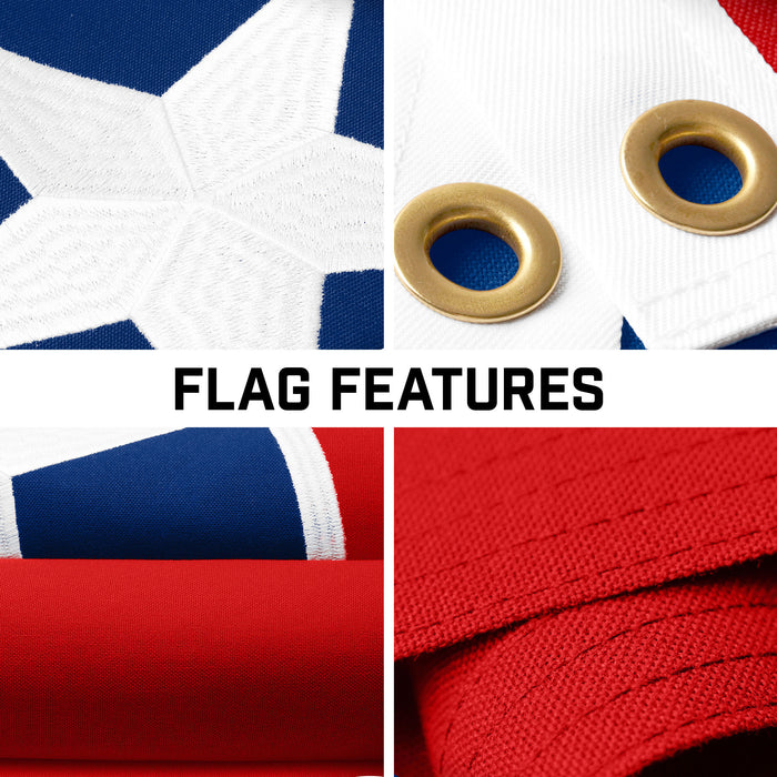 G128 Combo Pack: 16 Ft Telescoping Aluminum Flagpole (Silver) & Tennessee TN  3x5 Ft, StormFlyer Series Embroidered 220GSM Spun Polyester | Pole with Flag Included