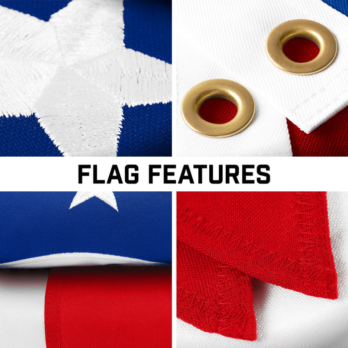 G128 Combo Pack: 16 Ft Telescoping Aluminum Flagpole (Black) & Ohio OH  3x5 Ft, StormFlyer Series Embroidered 220GSM Spun Polyester | Pole with Flag Included