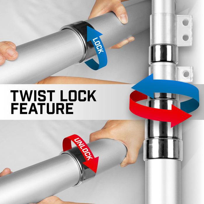 G128 Combo Pack: 25 Ft Telescoping Aluminum Flagpole (Silver) & American and Tennessee Flags 3x5 Ft, Both ToughWeave Series Embroidered Polyester | Pole with Flags Included