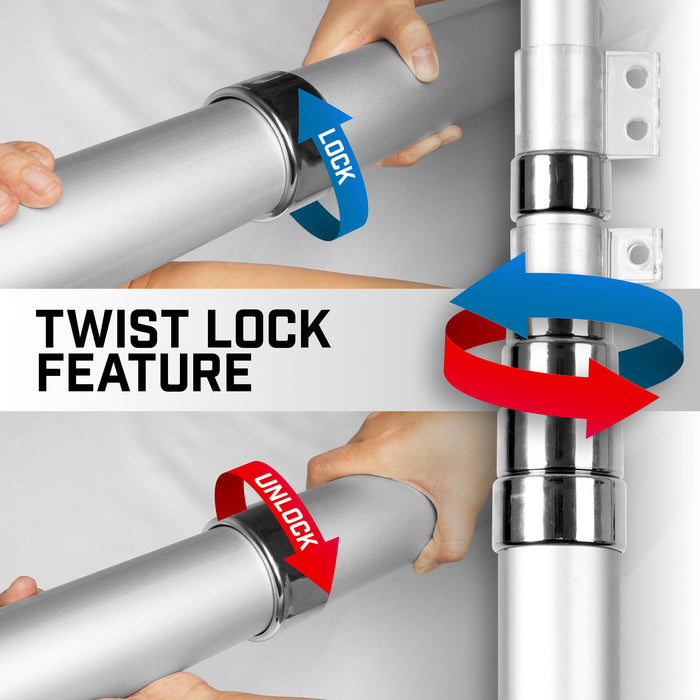 G128 Combo Pack: 25 Ft Telescoping Aluminum Flagpole (Silver) & American and Florida Flags 3x5 Ft, Both ToughWeave Series Embroidered Polyester | Pole with Flags Included